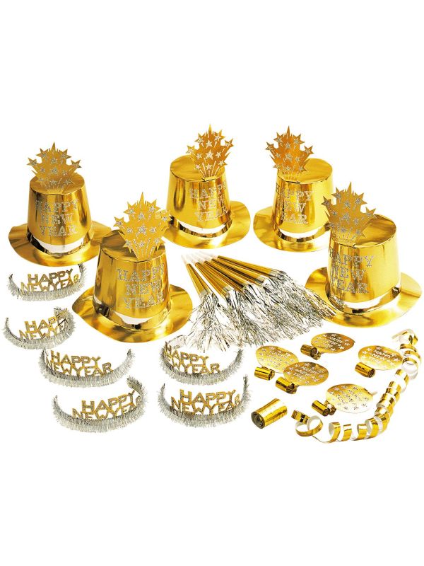 Gouden Happy New Year set 10 Personen