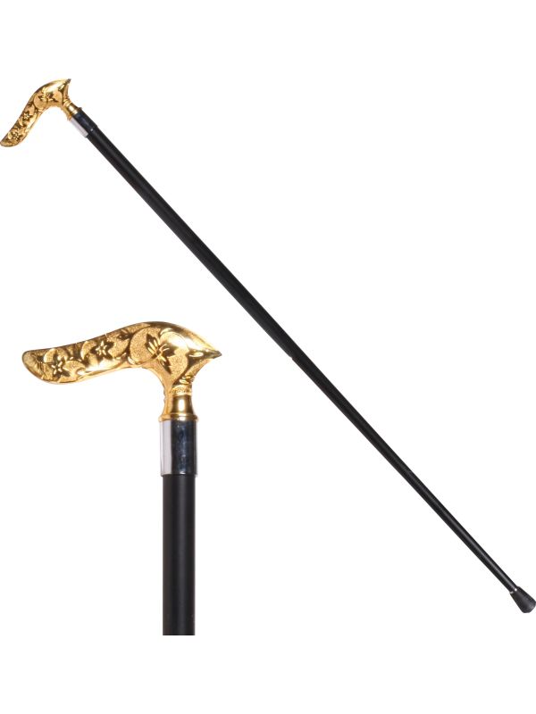 Gouden Houten Wandelstok Amadeus met Metalen Knop