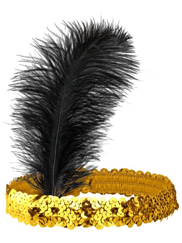 Gouden Jaren 20 Pailletten Hoofdband met Veer