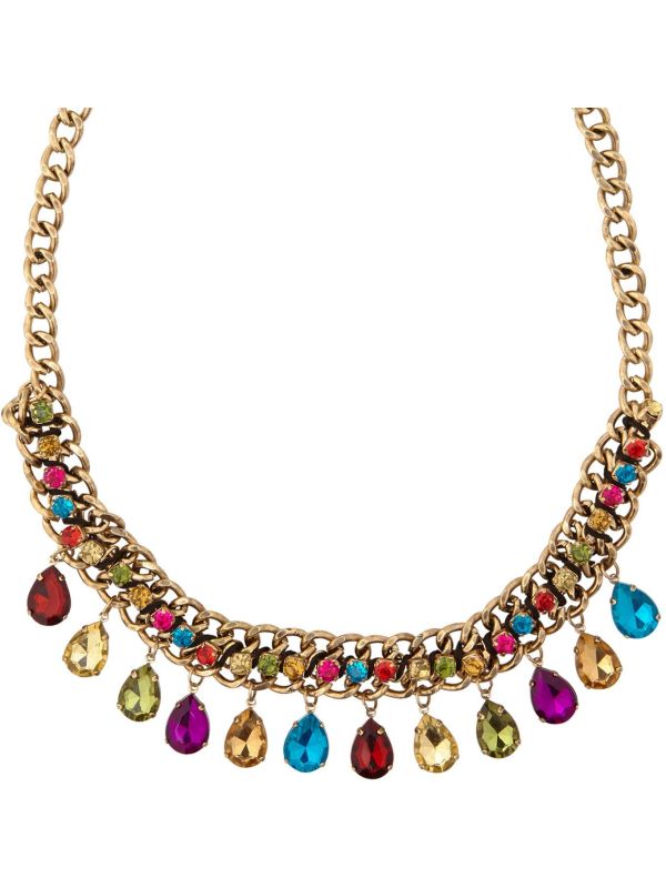 Gouden Ketting met Gekleurde Juwelen