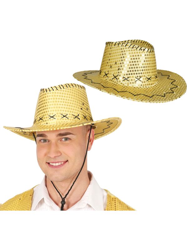 Gouden Pailletten Cowboyhoed Volwassenen
