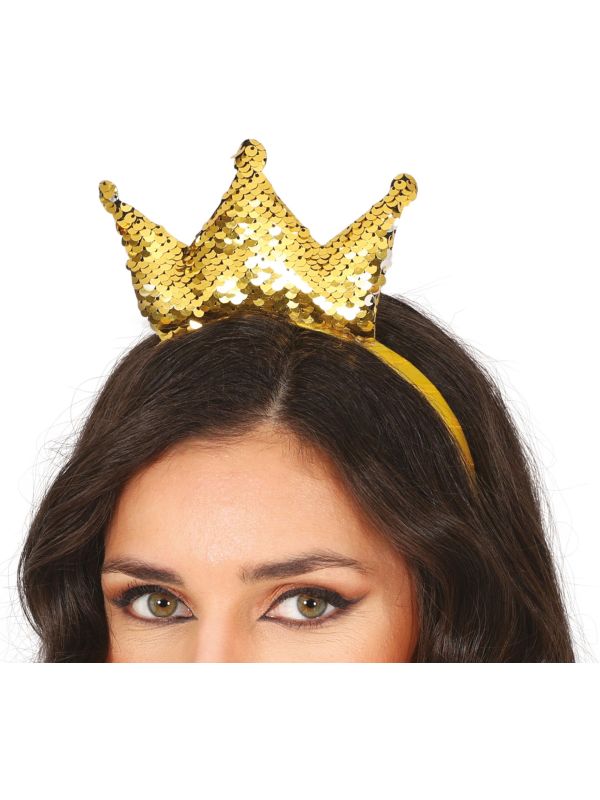 Gouden Pailletten Kroontje Haarband Dames