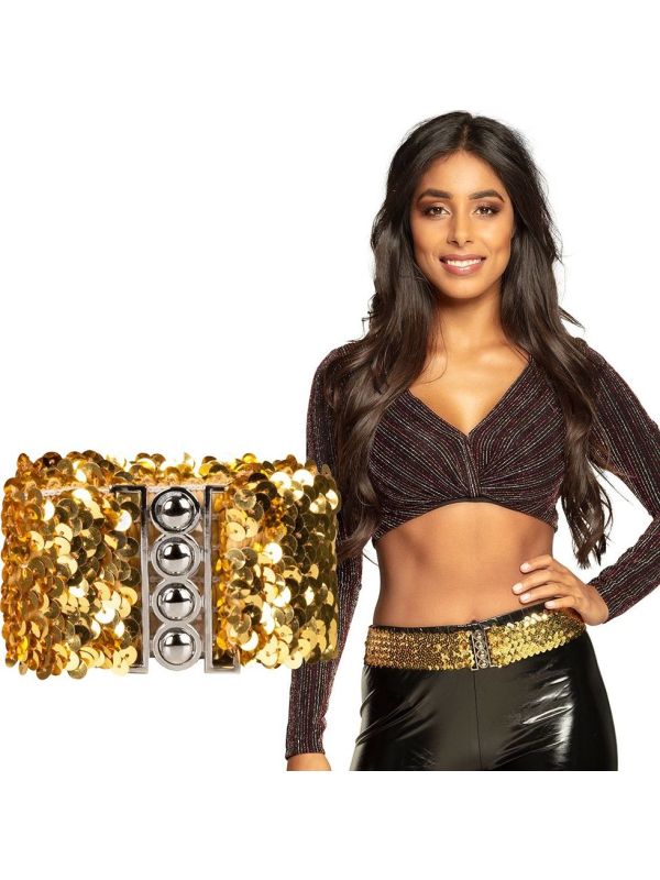 Gouden Pailletten Riem Stretch
