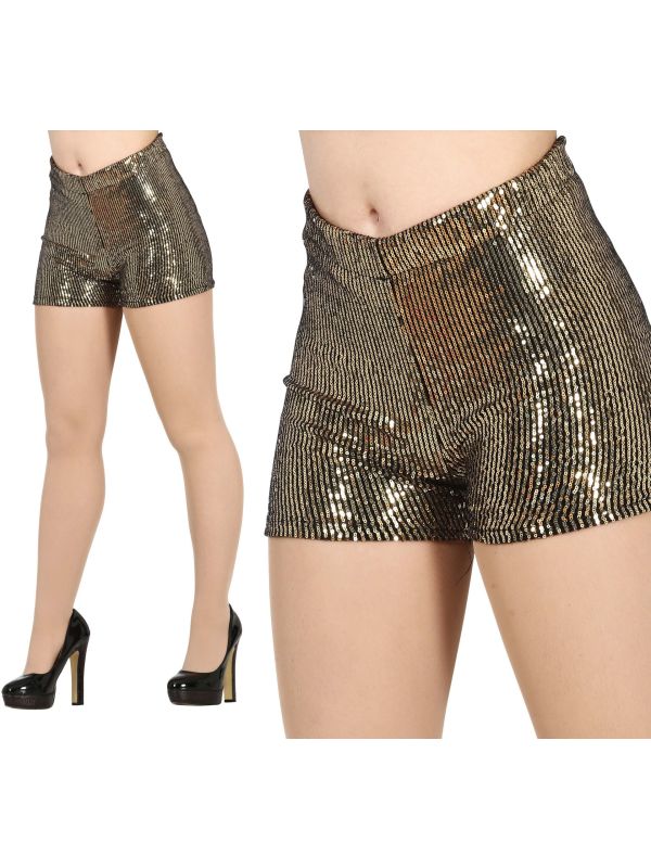 Gouden Pailletten Shorts 70's Dames