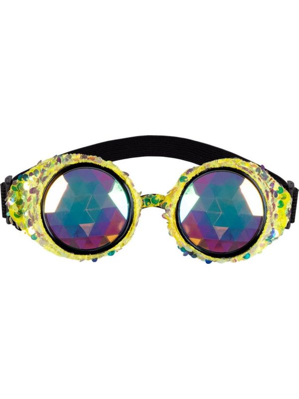 Gouden Pailletten Space Partybril Caleidoscoop