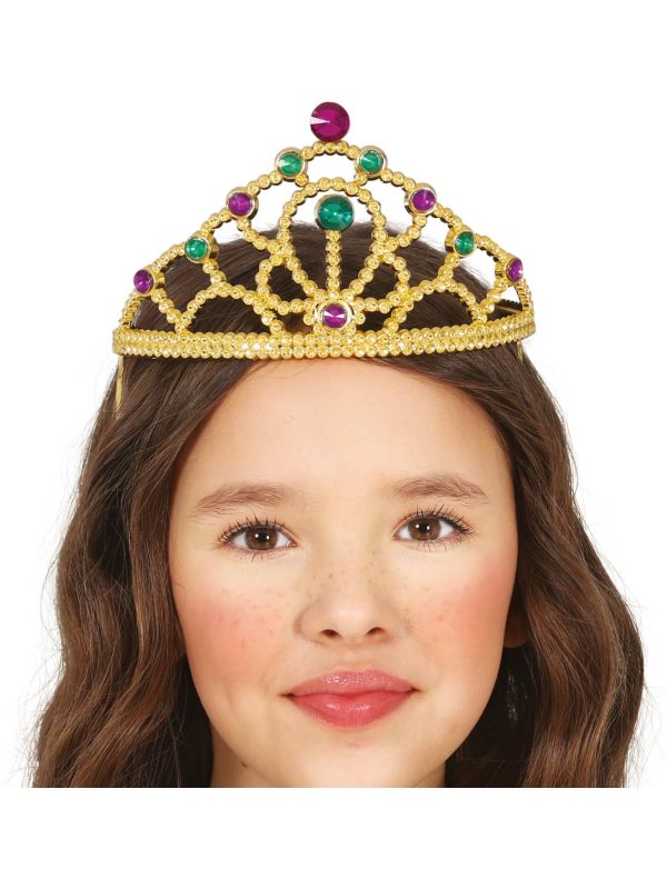Gouden Prinsessen Tiara Paars Groen Edelsteen Meisjes
