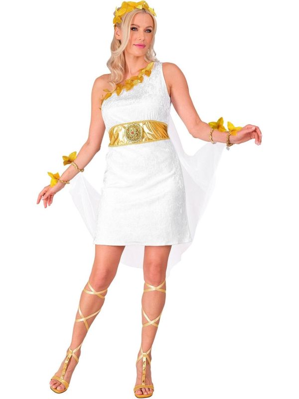 Griekse Godin Kostuum Wit Goud Dames