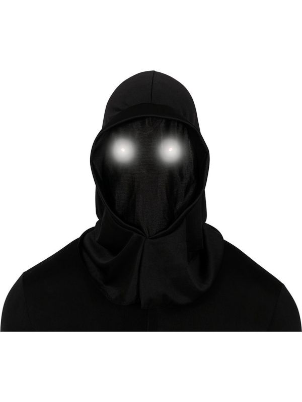 Griezelig Zwart Masker met Led Ogen Volwassenen