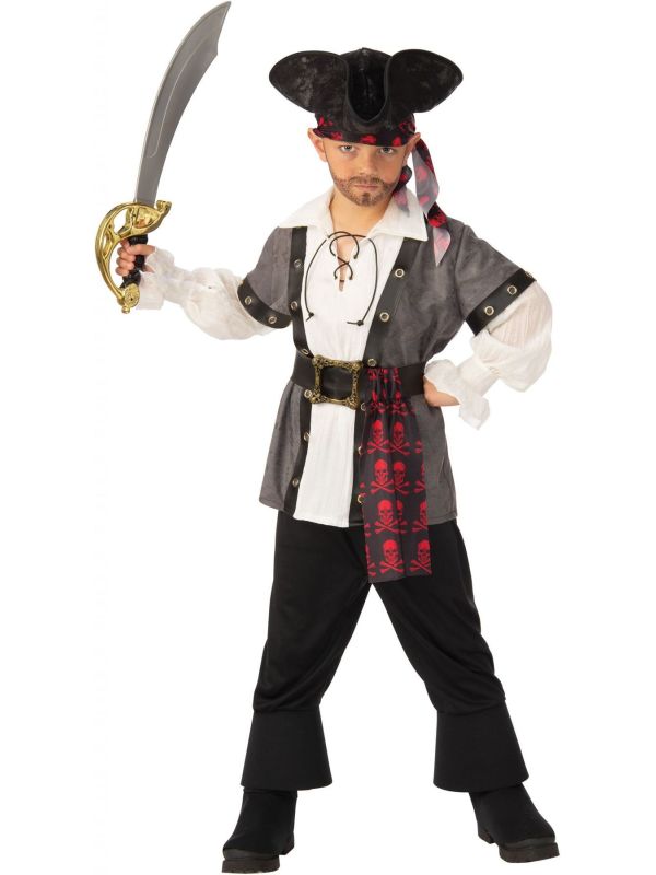 Grijs Witte Zeerover Kostuum Jongens