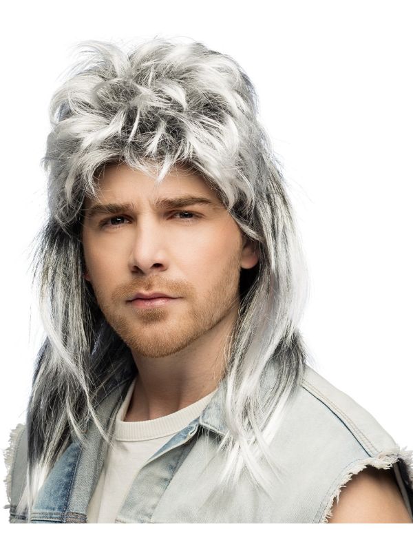Grijze 80s Disco Pruik Heren
