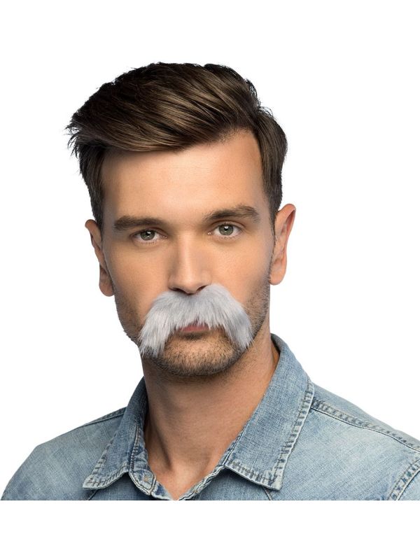 Grijze Biker Snor Heren