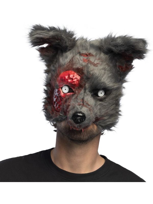 Grijze Bloederige Weerwolf Masker Halloween