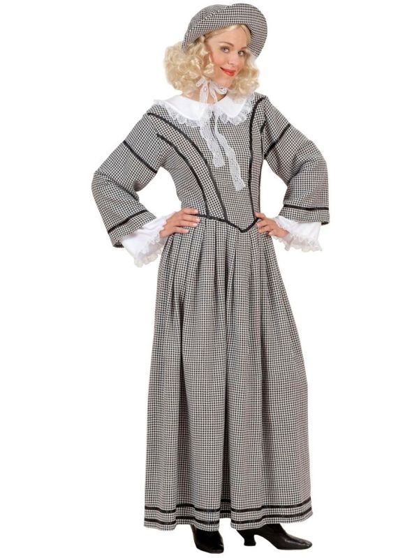 Grijze Engelse Jurk met Hoed