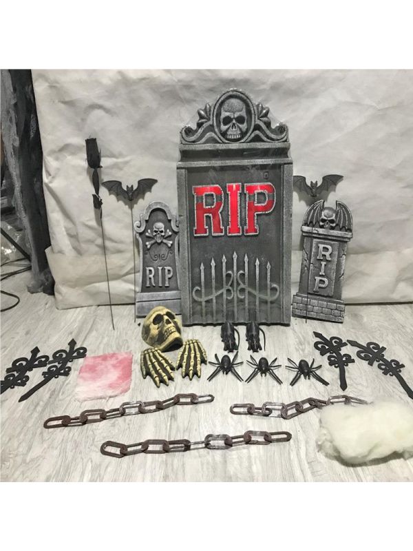 Grijze Grafstenen Set 23-delig Halloween Decoratie