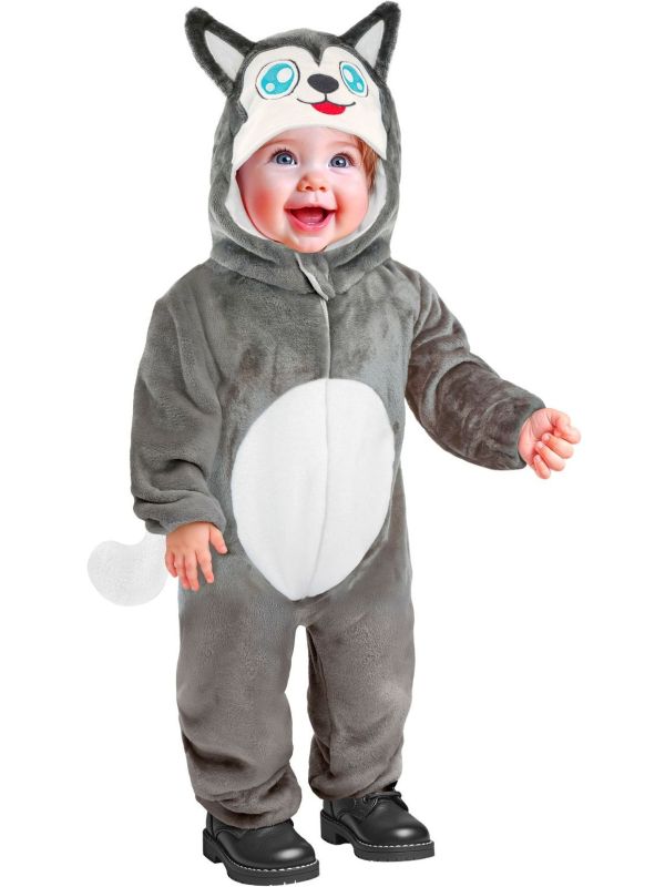Grijze Husky Hond Onesie Baby