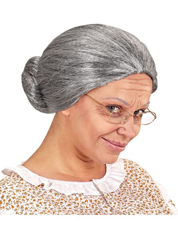 Grijze Oma Pruik