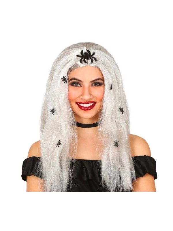 Grijze Spinnenheks Pruik