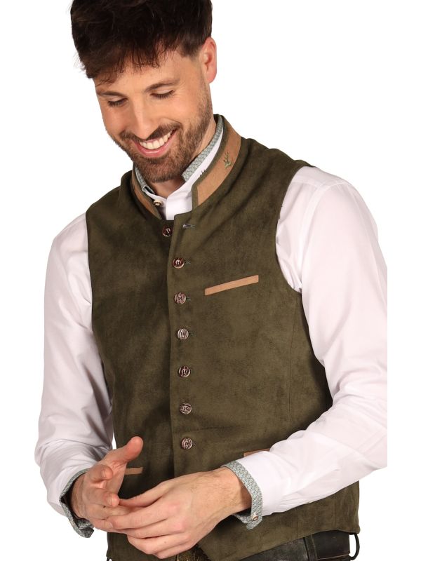 Groen Tiroler Vest Suède Heren Oktoberfest