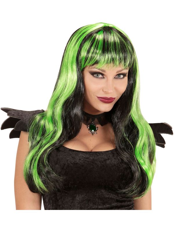 Groen-Zwart Gestreepte Pruik