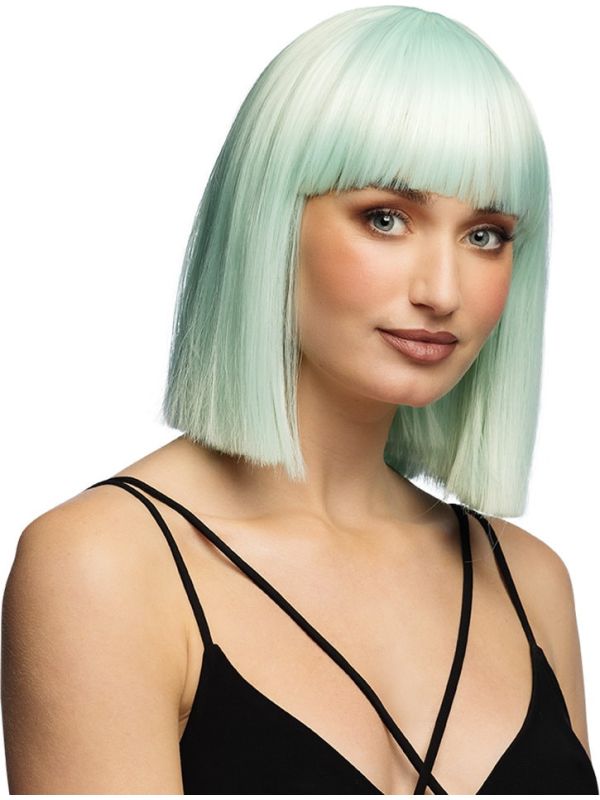 Groene Bob Pruik Mintgroen Dames