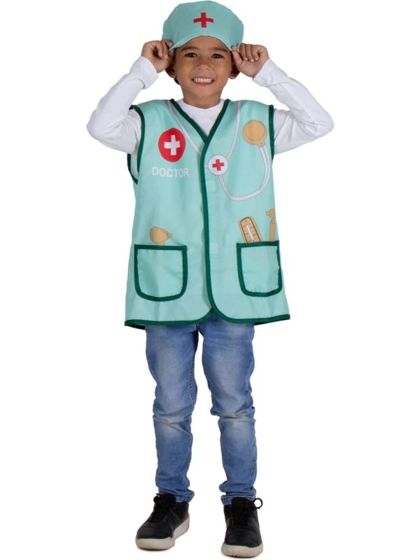 Groene Dokter vest met muts Jongens Meisjes