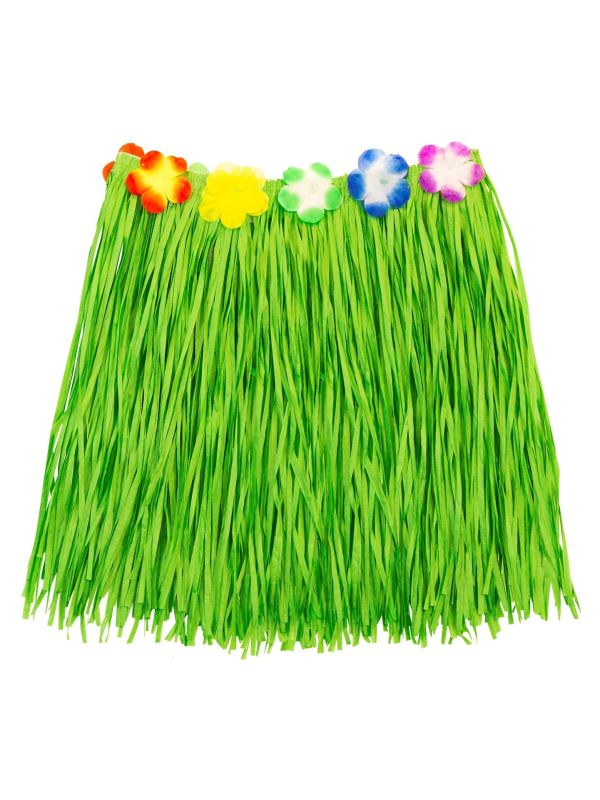 Groene Hawaii Hula Rok met Bloemenriem