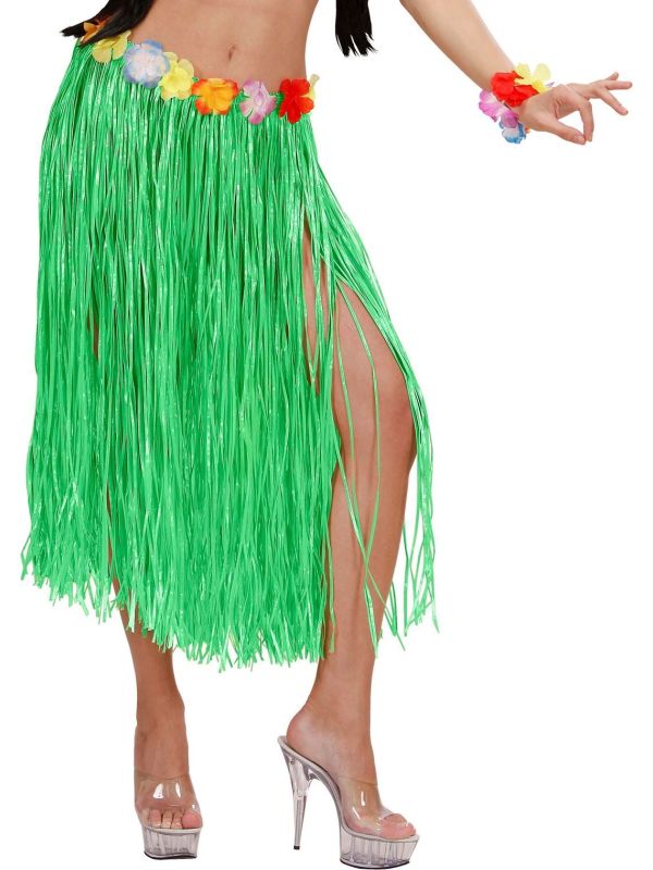 Groene Hawaii Midi Rok met Bloemen