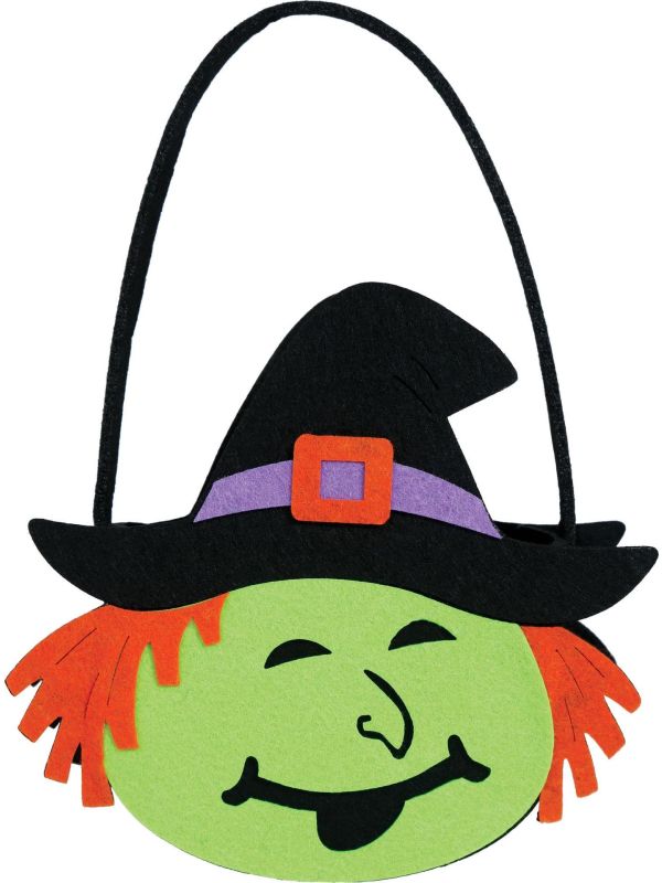 Groene Heks Vilten Snoep Tas 13cm