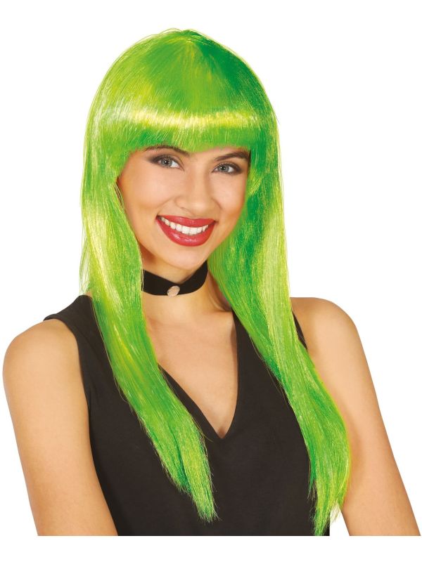 Groene Pruik met Pony