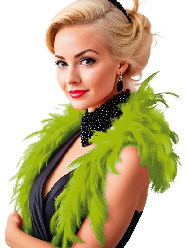 Groene Volle Veren Boa