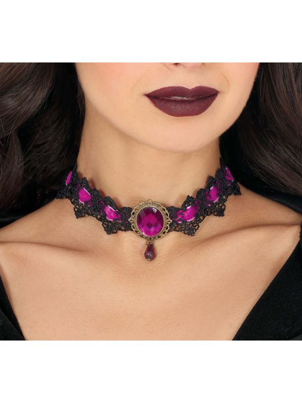 Grote Paarse Edelsteen Choker