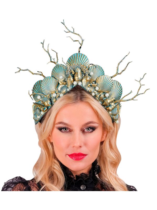 Haarband Blauw Goud Zeemeermin