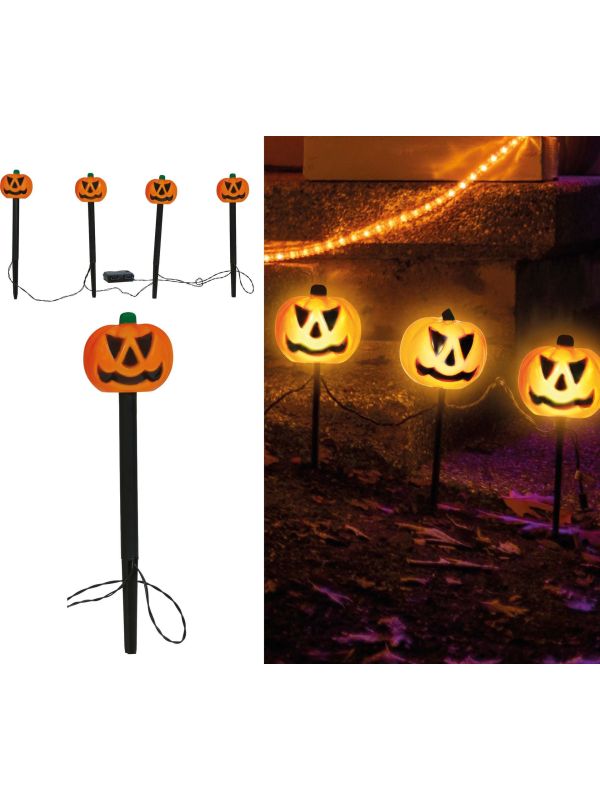 Halloween 4 Pompoenen Lantaarns voor Tuinverlichting 33cm