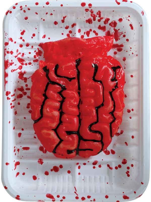 Halloween Bloederige Hersenen In Bakje