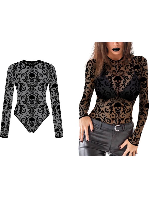 Halloween Bodysuit Schedels Zwart Dames