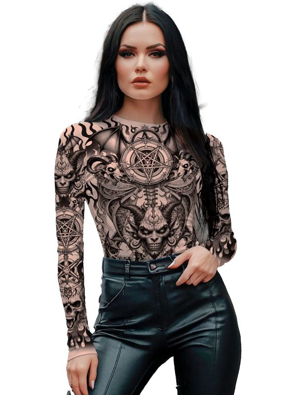 Halloween Dames Bodysuit Satanisch Zwart