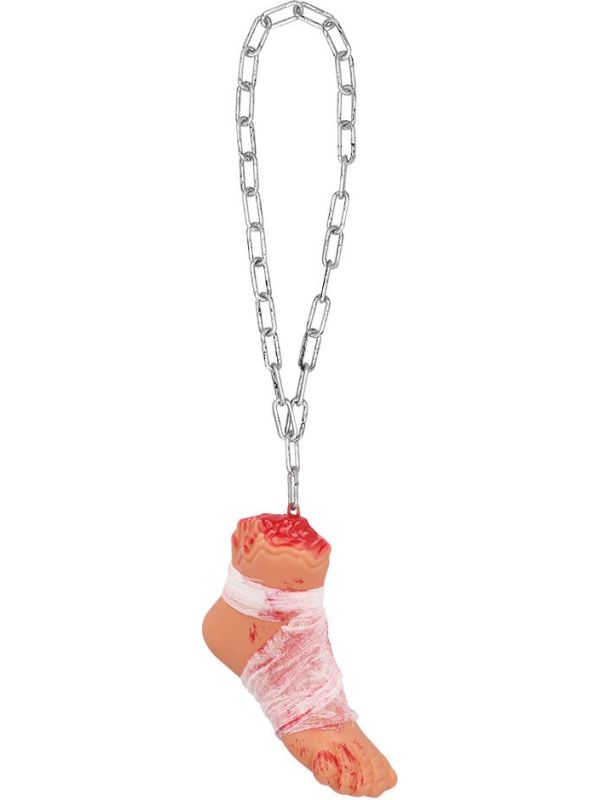 Halloween Decoratie Bloederige Voet met Ketting