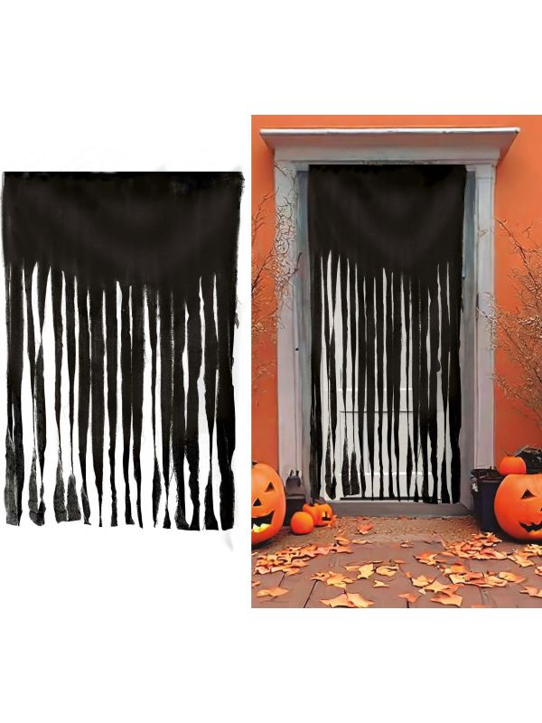 Halloween Deurgordijn Zwart Stof