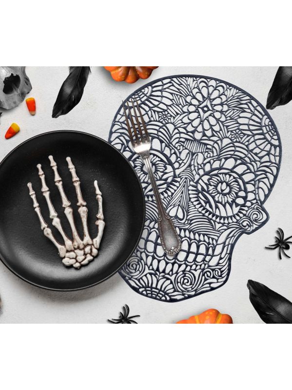 Halloween Doodskop Placemat Opengewerkt