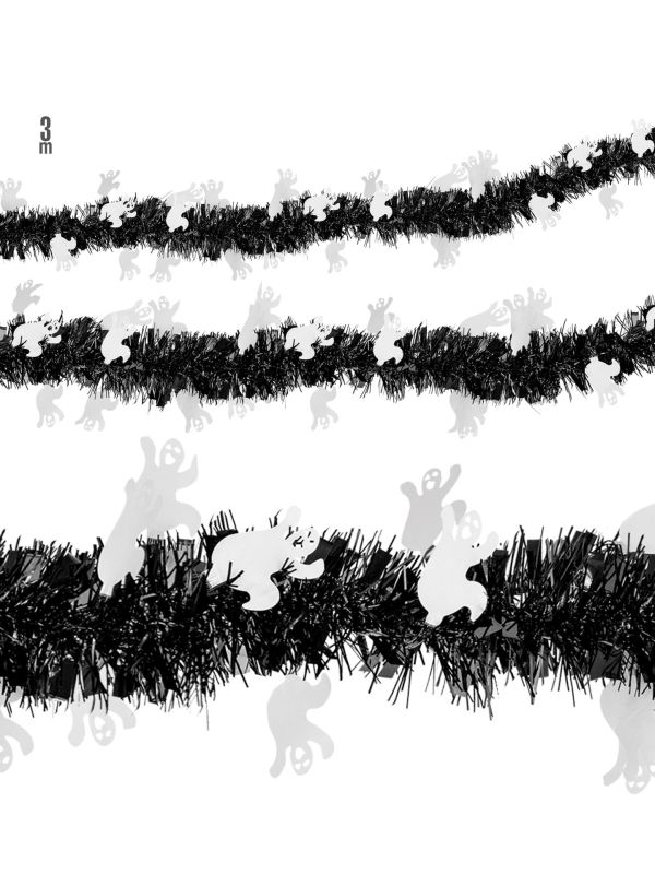 Halloween Glitterslinger met Spoken Zwart