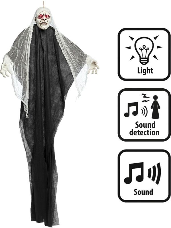 Halloween Hangende Lichtspook met Licht & Geluid