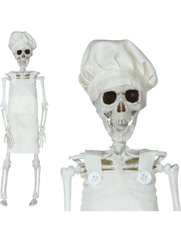 Halloween Hangende Skelet Chef Kok Pop 40cm