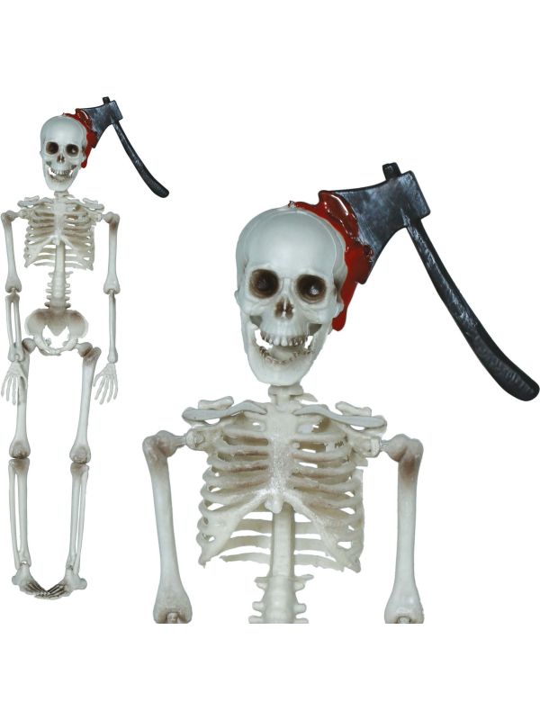 Halloween Hangende Skelet met Bijl 40cm