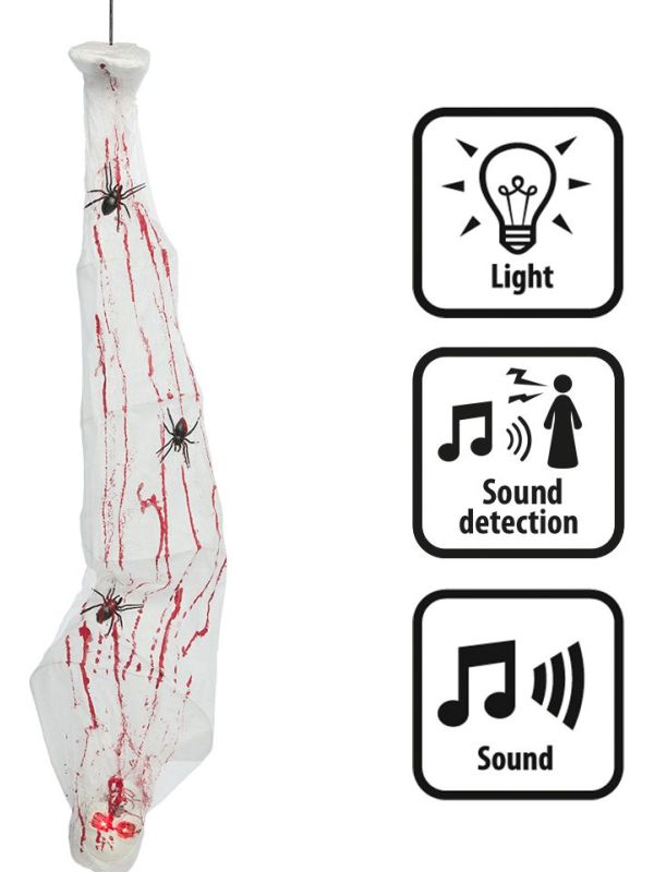 Halloween Hangende Spinnencocon met Licht & Geluid