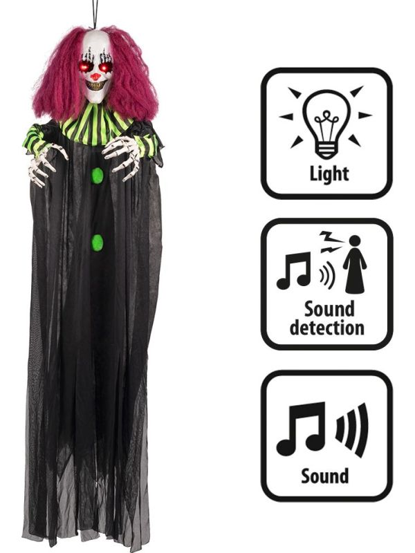 Halloween Hangende Terror Clown met Licht & Geluid