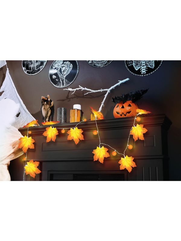 Halloween Herfst Lichtslinger met Pompoen en Bladeren