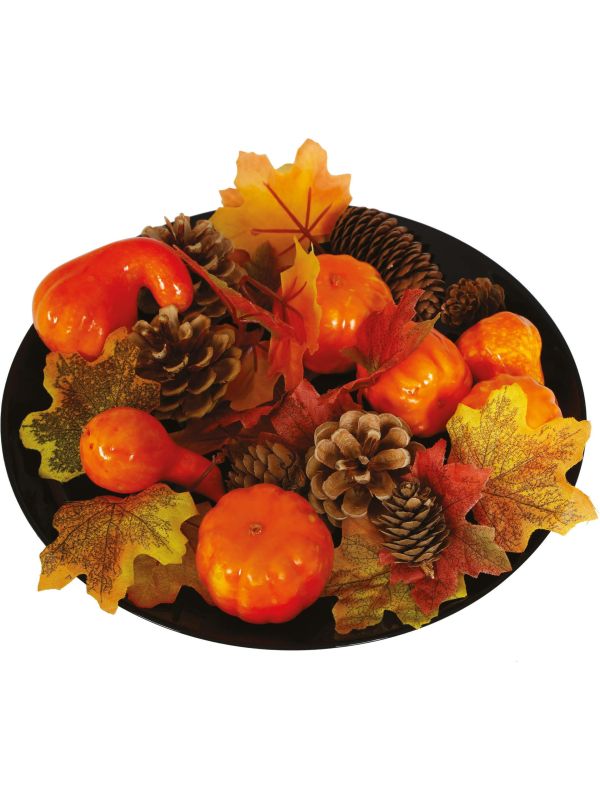 Halloween Herfstboeket Pompoenen Bladeren Dennenappels