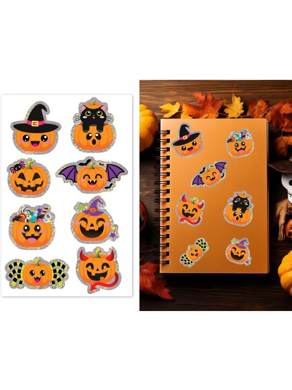 Halloween Holografische Pompoen Stickers