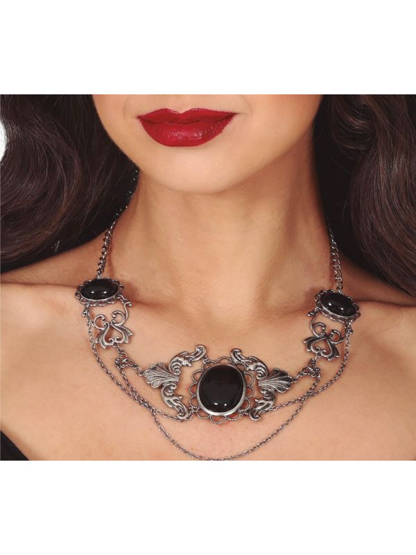 Halloween Ketting met Zwarte Stenen