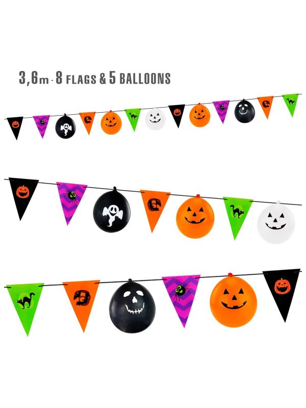 Halloween Kleurrijke Vlaggenlijn met Ballonnen